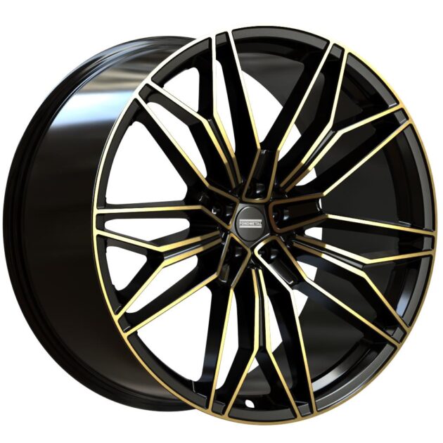 Fondmetal STC-23 Black Clearcoat Glossy Gold Machined 11,5x23 5x112 ET47 CB66,5 60° 1100 kg RF20016