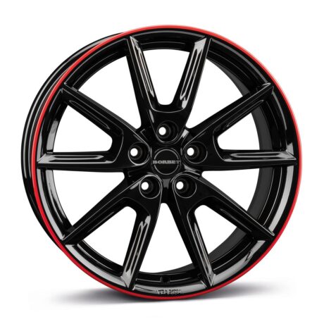 Borbet LX19 black glossy rim red 8×19 5×112 ET40 CB66,6 60° 760 kg 497889